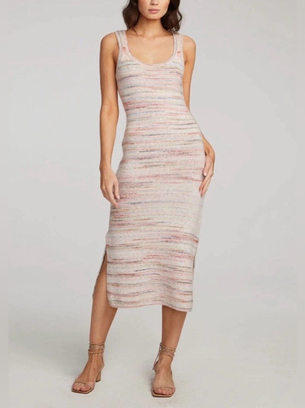 NWT Saltwater Luxe Louie Knit Midi Dress Large Space Dye Side Slit Sweater Dress
